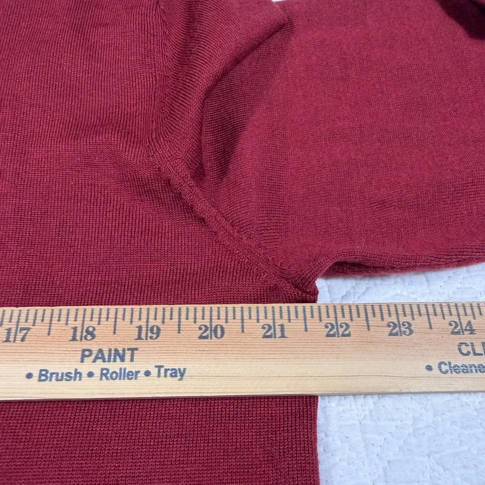Structure V-Neck‎ Sweater Mens L Burgundy 100% Italian Merino Wool Classic NWOT